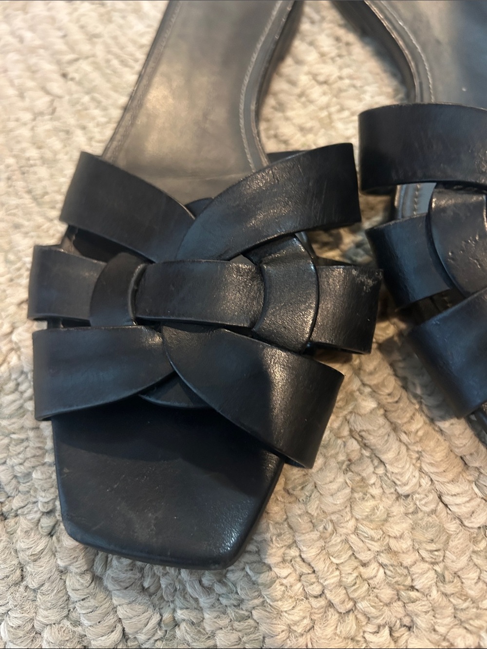 Saint Laurent Black Interwoven Slide Sandals - Picture 5 of 15